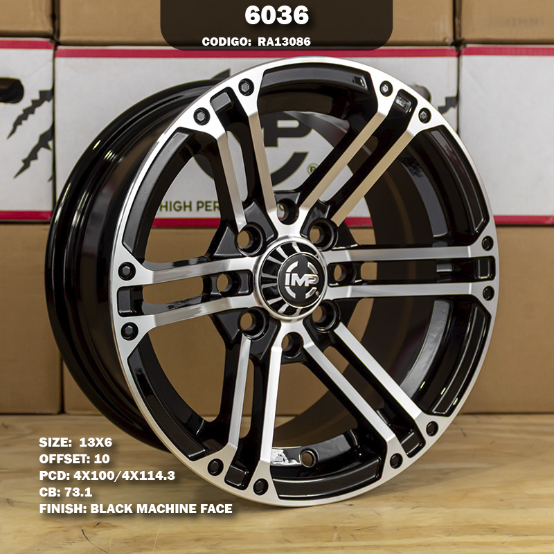 Rin R: 13 - 4-100 | 4-114.3 - 1 - 6036 - 13X6 con barrenación 4-100 | 4-114.3