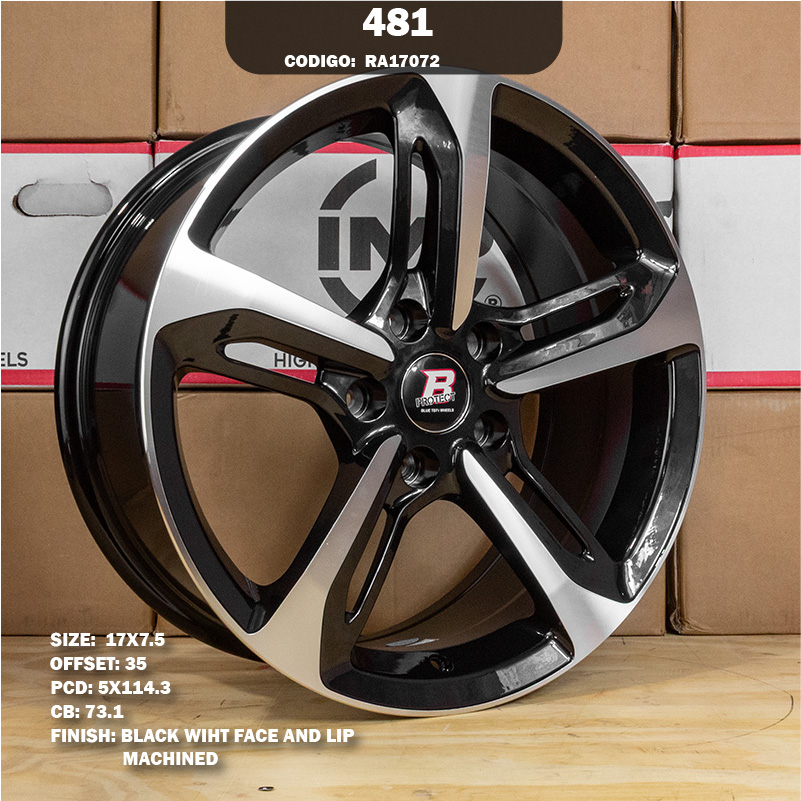 Rin R: 17 - 5-114.3 - 36 - 481 - 17X7.5 con barrenación 5-114.3