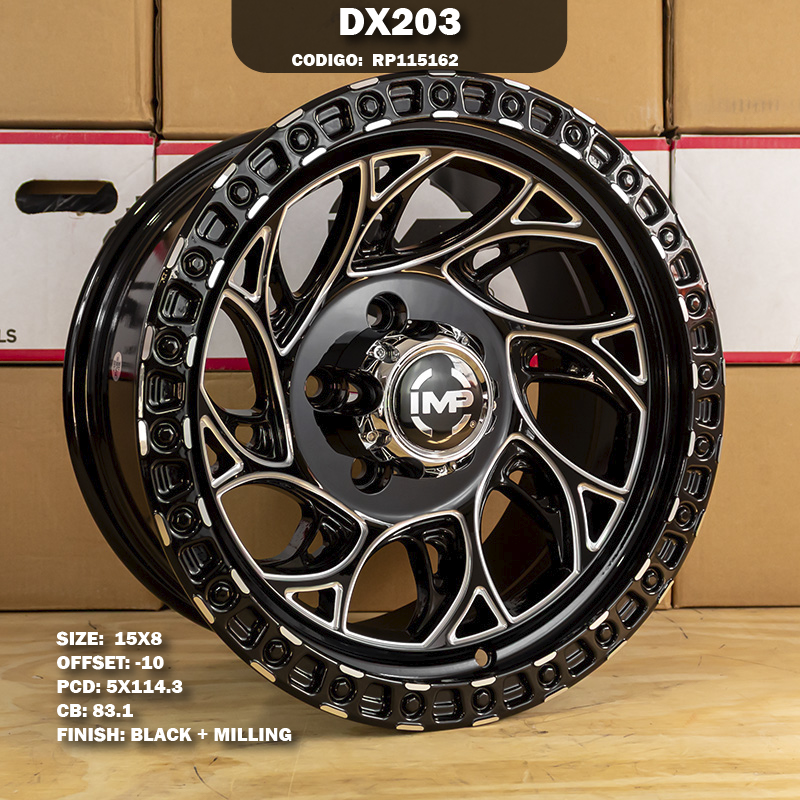 Rin R: 15 - 5-114.3 - 52 - DX203 - 15X8 con barrenación 5-114.3