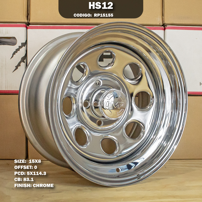 Rin R: 15 - 5-114.3 - 46 - HS12 - 15X8 con barrenación 5-114.3